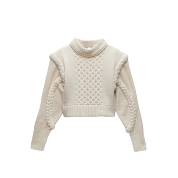 Zara Sweaters - ZARA SHOULDER PAD CABLE KNIT BRAID SWEATER